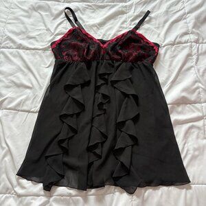 Womens Red Black Nightie Lingerie Babydoll Grunge Vampire Valentines 90s Sexy